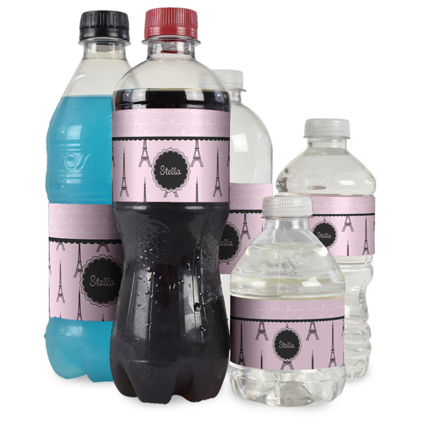 Paris & Eiffel Tower Water Bottle Label - Multiple Bottle Sizes