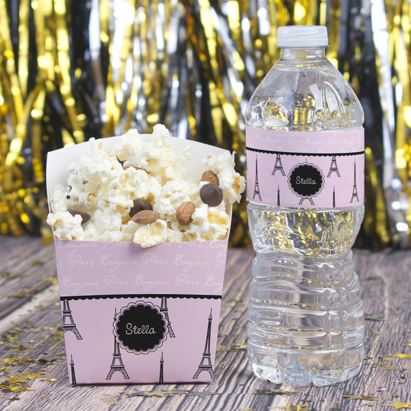 Paris & Eiffel Tower Water Bottle Label - w/ Favor Box