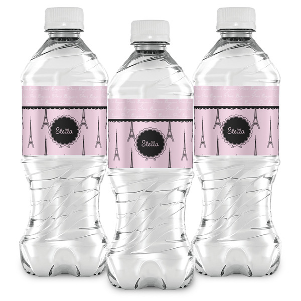 Paris & Eiffel Tower Water Bottle Labels - Front View