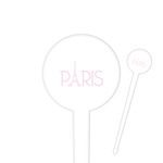 Paris & Eiffel Tower 4" Round Plastic Food Picks - White - Single Sided