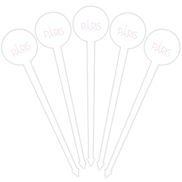 Paris & Eiffel Tower White Plastic 4" Food Pick - Round - Fan View