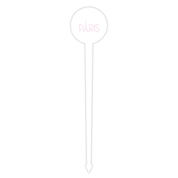 Paris & Eiffel Tower White Plastic 4" Food Pick - Round - Single Pick