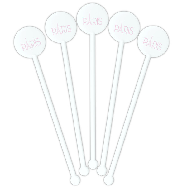 Paris & Eiffel Tower White Plastic 5.5" Stir Stick - Fan View