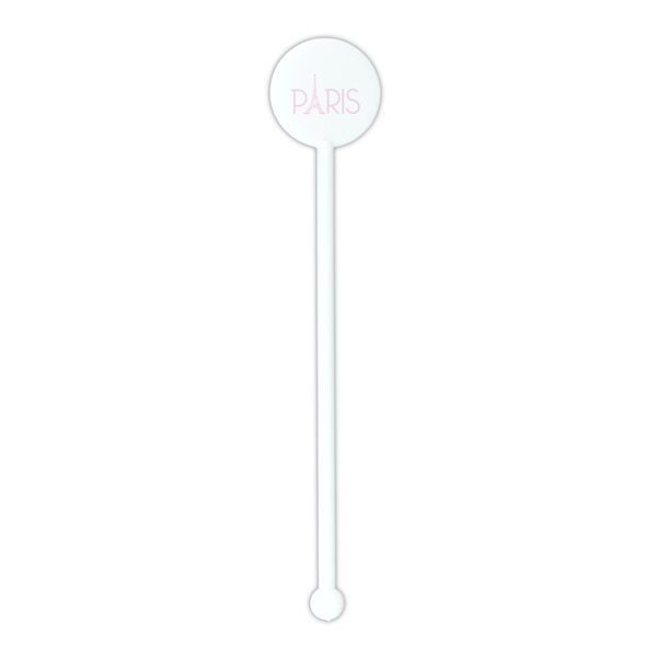 Paris & Eiffel Tower White Plastic 5.5" Stir Stick - Round - Single Stick
