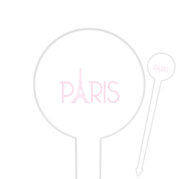 Custom Paris & Eiffel Tower 6" Round Plastic Food Picks - White - Single Sided