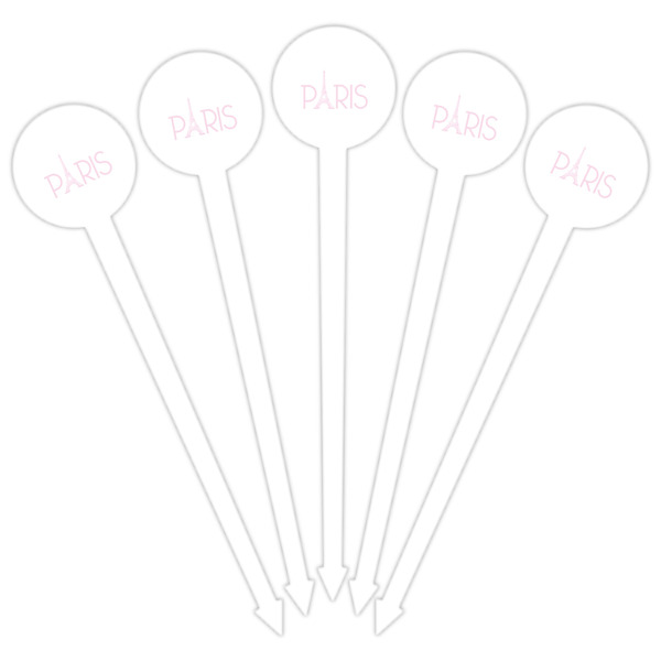 Paris & Eiffel Tower White Plastic 6" Food Pick - Round - Fan View