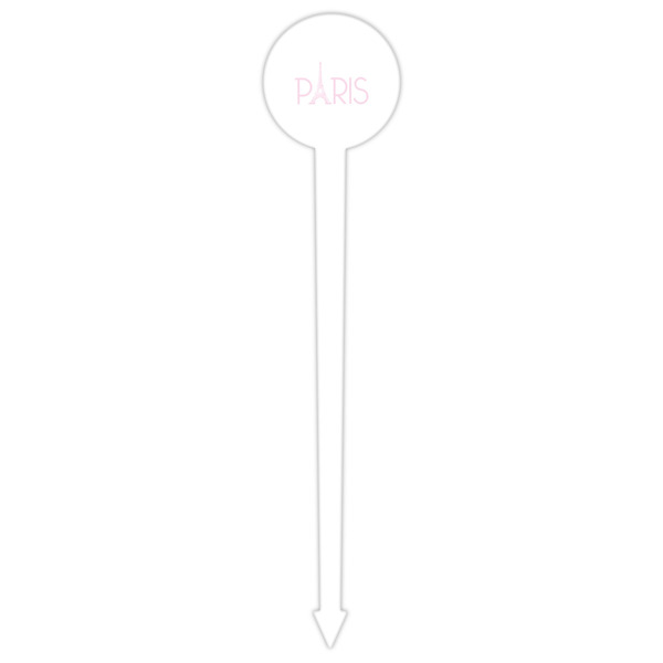 Paris & Eiffel Tower White Plastic 6" Food Pick - Round - Single Pick