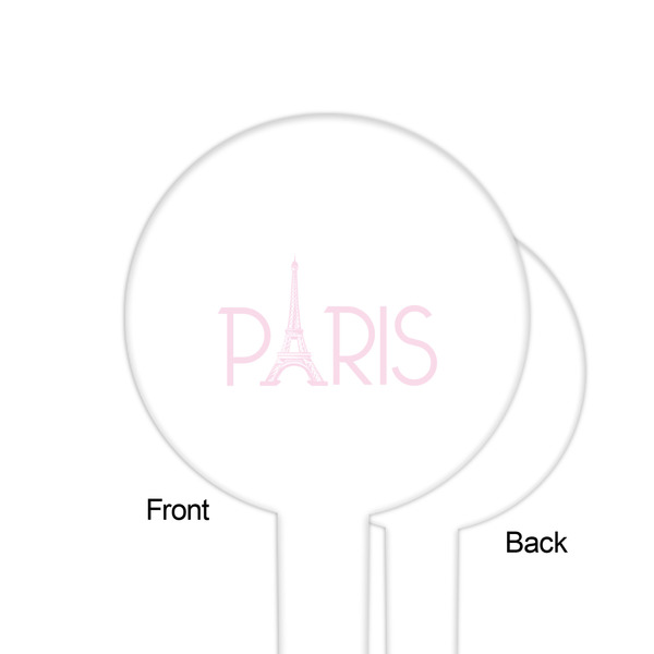 Paris & Eiffel Tower White Plastic 6" Food Pick - Round - Single Sided - Front & Back