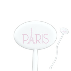 Paris & Eiffel Tower 7" Oval Plastic Stir Sticks - White - Single Sided