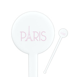 Paris & Eiffel Tower 7" Round Plastic Stir Sticks - White - Single Sided