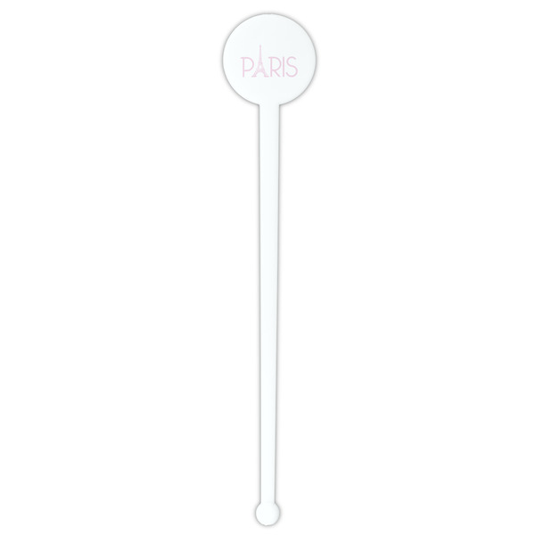 Paris & Eiffel Tower White Plastic 7" Stir Stick - Round - Single Stick
