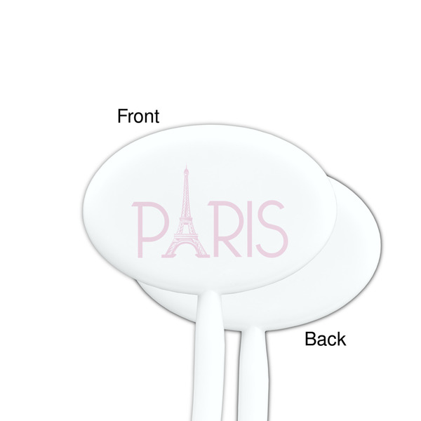 Paris & Eiffel Tower White Plastic 7" Stir Stick - Single Sided - Oval - Front & Back