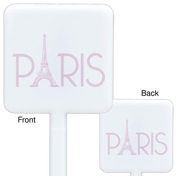 Paris & Eiffel Tower White Plastic Stir Stick - Double Sided - Approval
