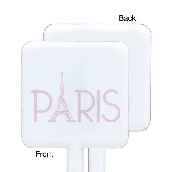 Paris & Eiffel Tower White Plastic Stir Stick - Single Sided - Square - Approval