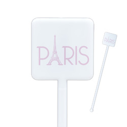 Paris & Eiffel Tower Square Plastic Stir Sticks - Single Sided