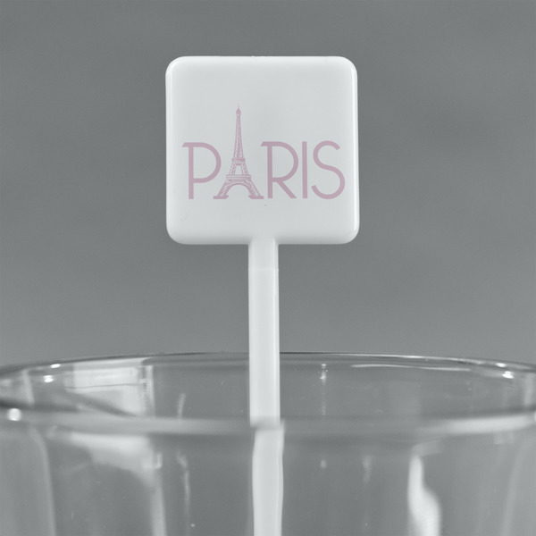 Paris & Eiffel Tower White Plastic Stir Stick - Square - Main