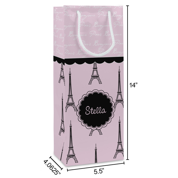 Paris & Eiffel Tower Wine Gift Bag - Dimensions