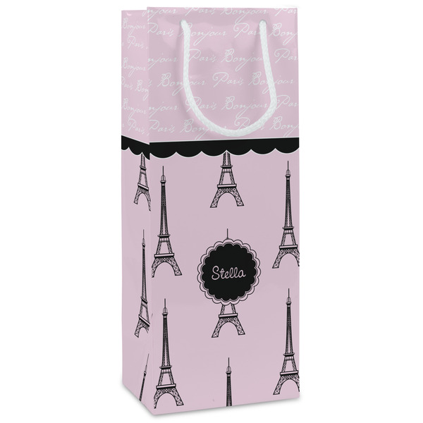Custom Paris & Eiffel Tower Wine Gift Bags - Matte (Personalized)