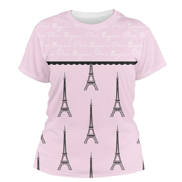 Custom Paris & Eiffel Tower Women's Crew T-Shirt - Medium