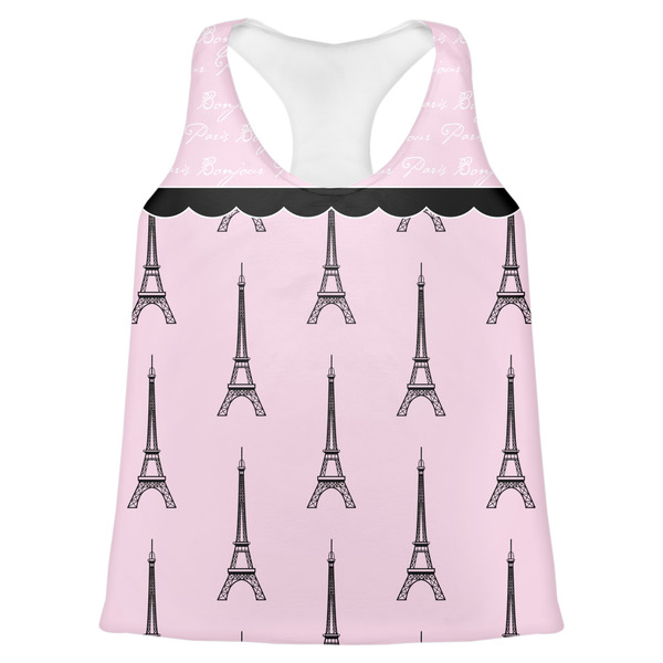 Custom Paris & Eiffel Tower Womens Racerback Tank Top - 2X Large