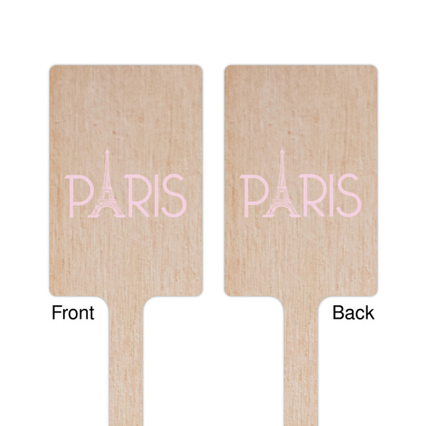 Paris & Eiffel Tower Wooden 6.25" Stir Stick - Rectangular - Double Sided - Front & Back