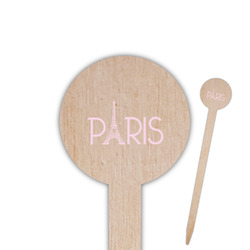 Paris & Eiffel Tower 6" Round Wooden Food Picks - Single Sided