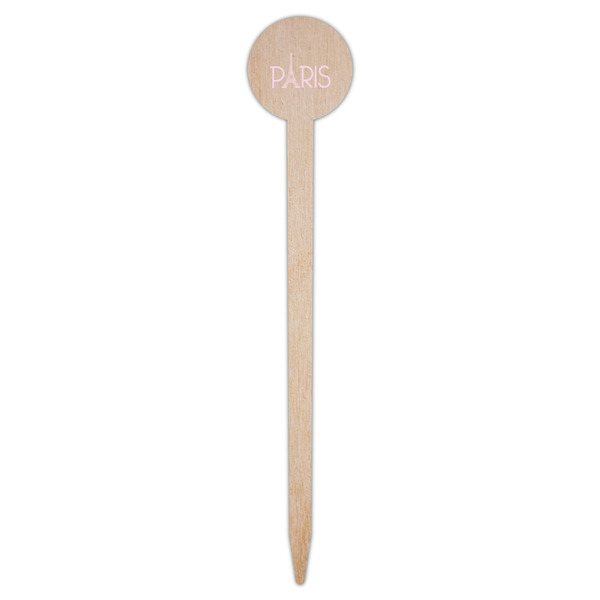 Paris & Eiffel Tower Wooden 6" Food Pick - Round - Single Pick