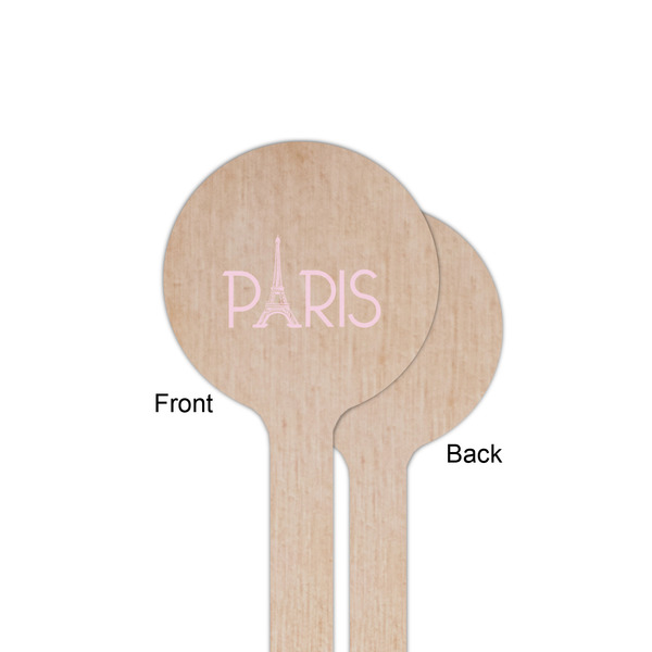 Paris & Eiffel Tower Wooden 6" Stir Stick - Round - Single Sided - Front & Back