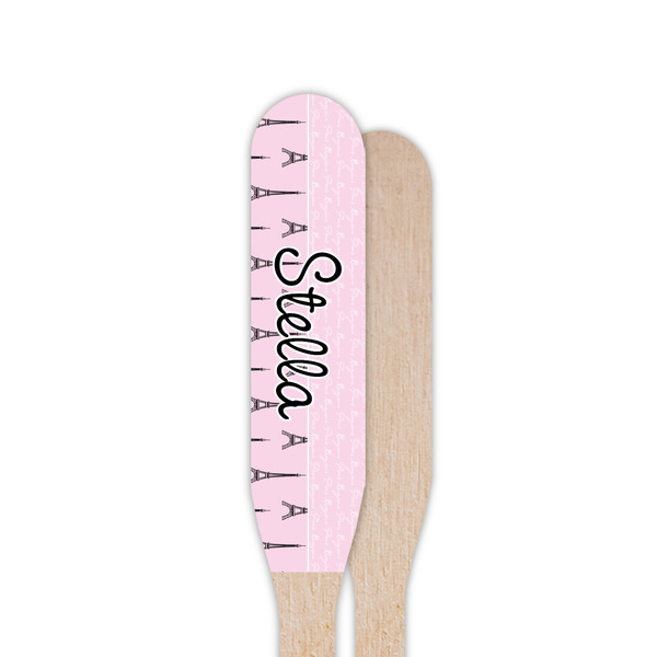 Paris & Eiffel Tower Wooden Food Pick - Paddle - Single Sided - Front & Back