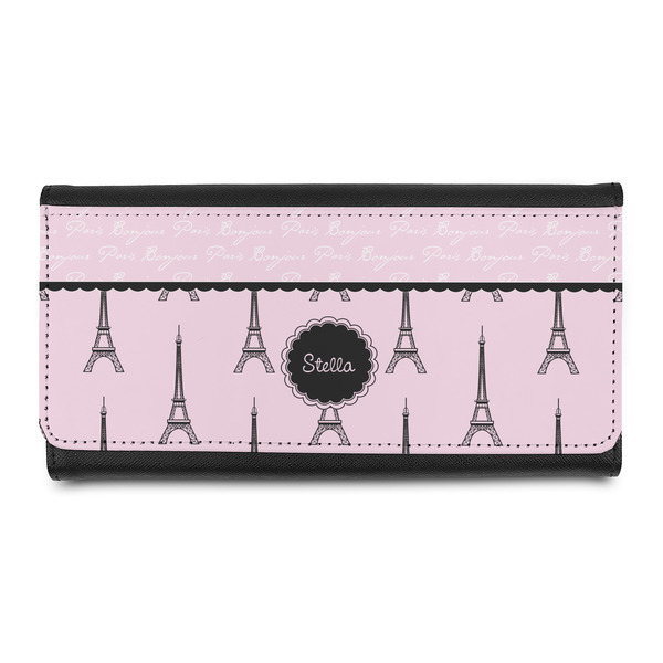 Custom Paris & Eiffel Tower Leatherette Ladies Wallet (Personalized)