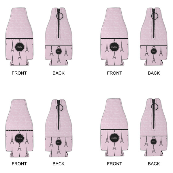 Paris & Eiffel Tower Zipper Bottle Cooler - Set of 4 - APPROVAL