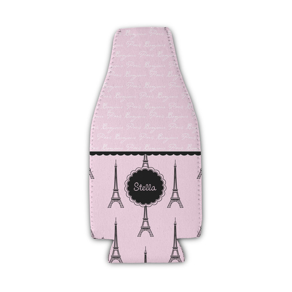 Paris & Eiffel Tower Zipper Bottle Cooler - Set of 4 - FRONT