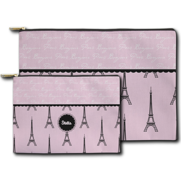 Paris & Eiffel Tower Zippered Pouches - Size Comparison