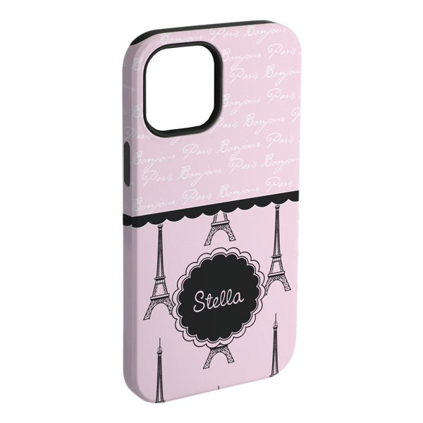 Custom Paris & Eiffel Tower iPhone Case - Rubber Lined (Personalized)