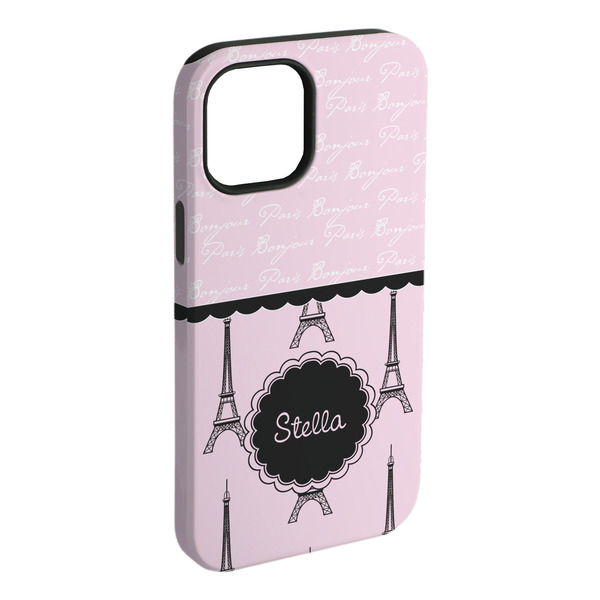 Custom Paris & Eiffel Tower iPhone Case - Rubber Lined - iPhone 15 Pro Max (Personalized)