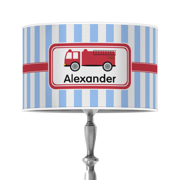 Custom Firetruck 12" Drum Lamp Shade - Poly-film (Personalized)