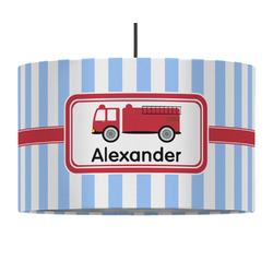 Firetruck 12" Drum Pendant Lamp - Fabric (Personalized)