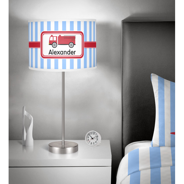 Firetruck 13 inch drum lamp shade - in room