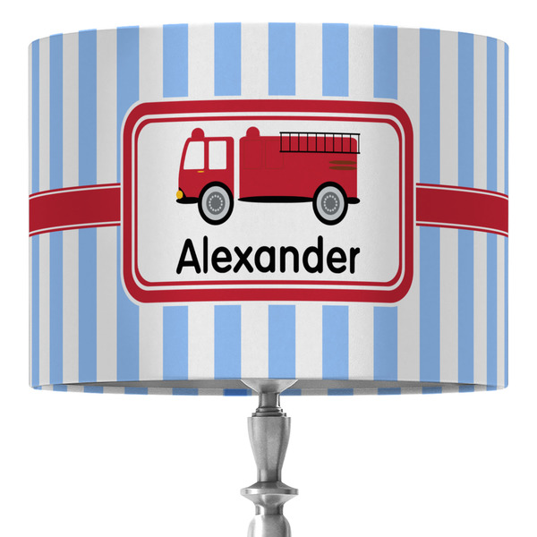 Custom Firetruck 16" Drum Lamp Shade - Fabric (Personalized)