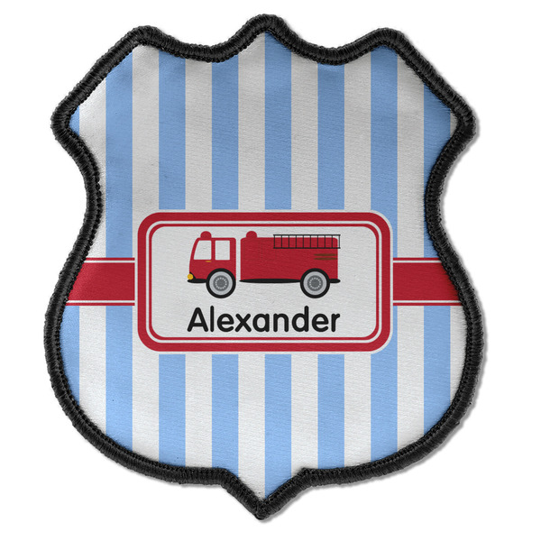 Custom Firetruck Iron On Shield Patch C w/ Name or Text