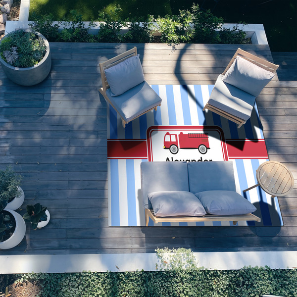 Firetruck 8'x10' Patio Rug - In context