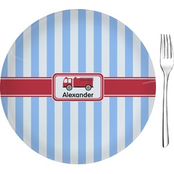 Firetruck 8" Glass Appetizer / Dessert Plates - Single or Set (Personalized)