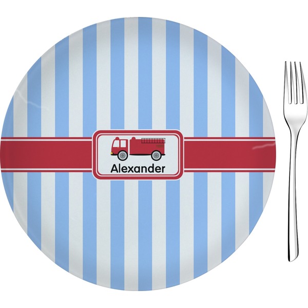 Custom Firetruck 8" Glass Appetizer / Dessert Plates - Single or Set (Personalized)