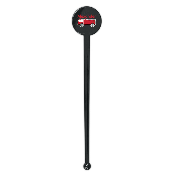 Firetruck Black Plastic 7" Stir Stick - Round - Single Stick