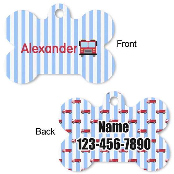 Firetruck Bone Shaped Dog ID Tag - Large - Approval