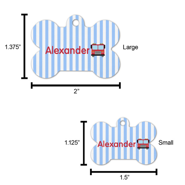 Firetruck Bone Shaped Dog ID Tag - Large - Scale