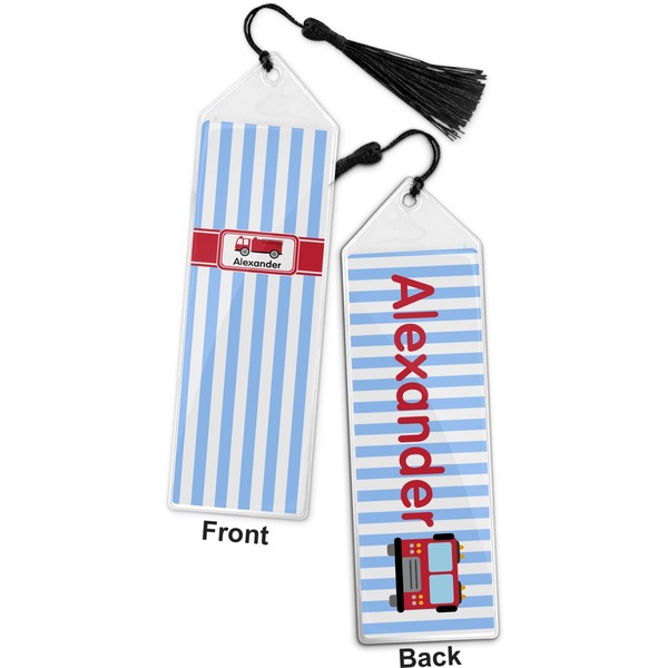 Firetruck Bookmark with tassel - Front and Back