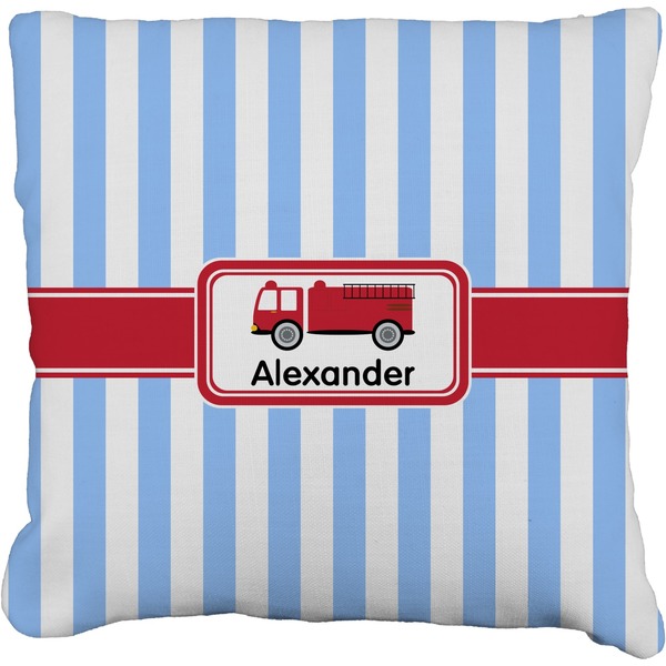 Custom Firetruck Faux-Linen Throw Pillow 18" (Personalized)