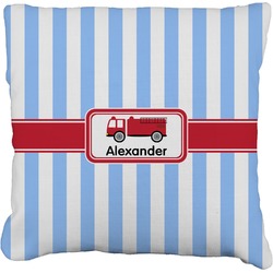 Firetruck Faux-Linen Throw Pillow 20" (Personalized)