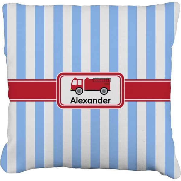 Custom Firetruck Faux-Linen Throw Pillow 20" (Personalized)